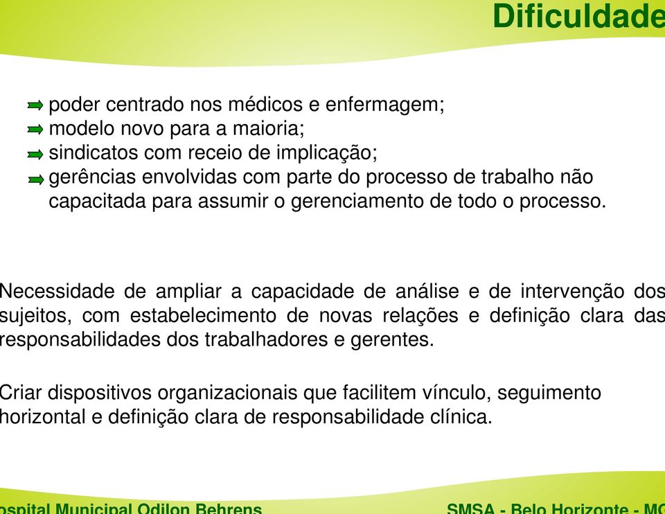 ecessidade de ampliar a capacidade de análise e de intervenção dos ujeitos, com estabelecimento de novas relações e definição clara das