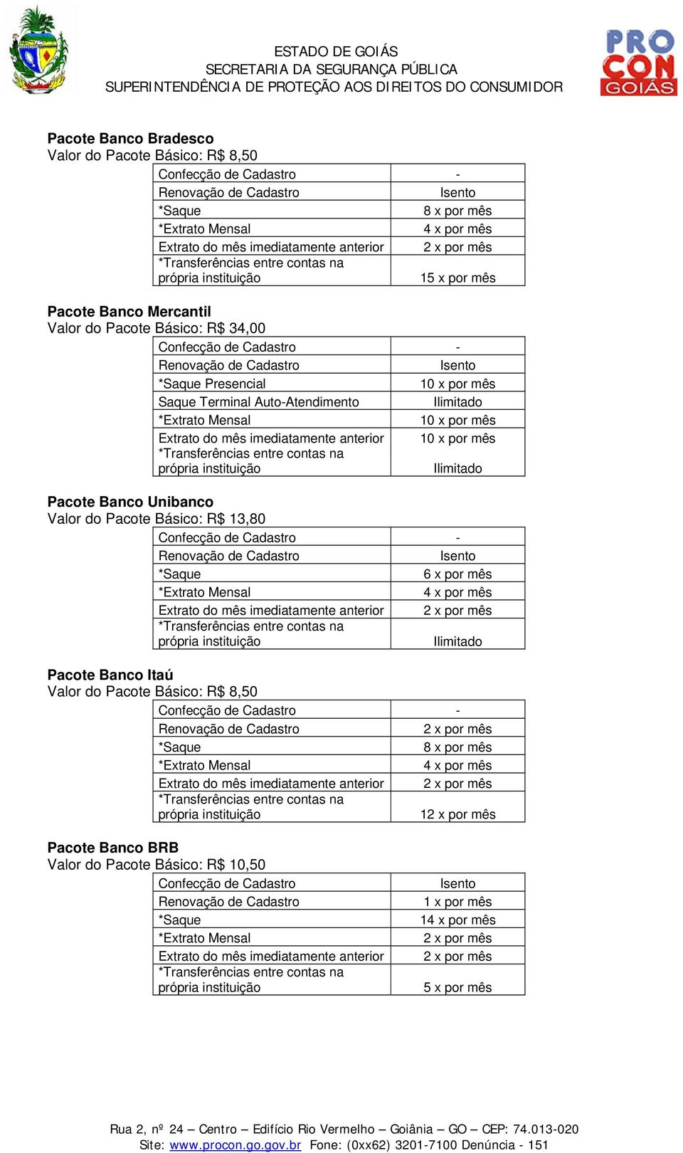 Básico: R$ 13,80 6 x por mês Extrato do mês imediatamente anterior Pacote Banco Itaú Valor do Pacote Básico: R$ 8,50 Extrato do mês