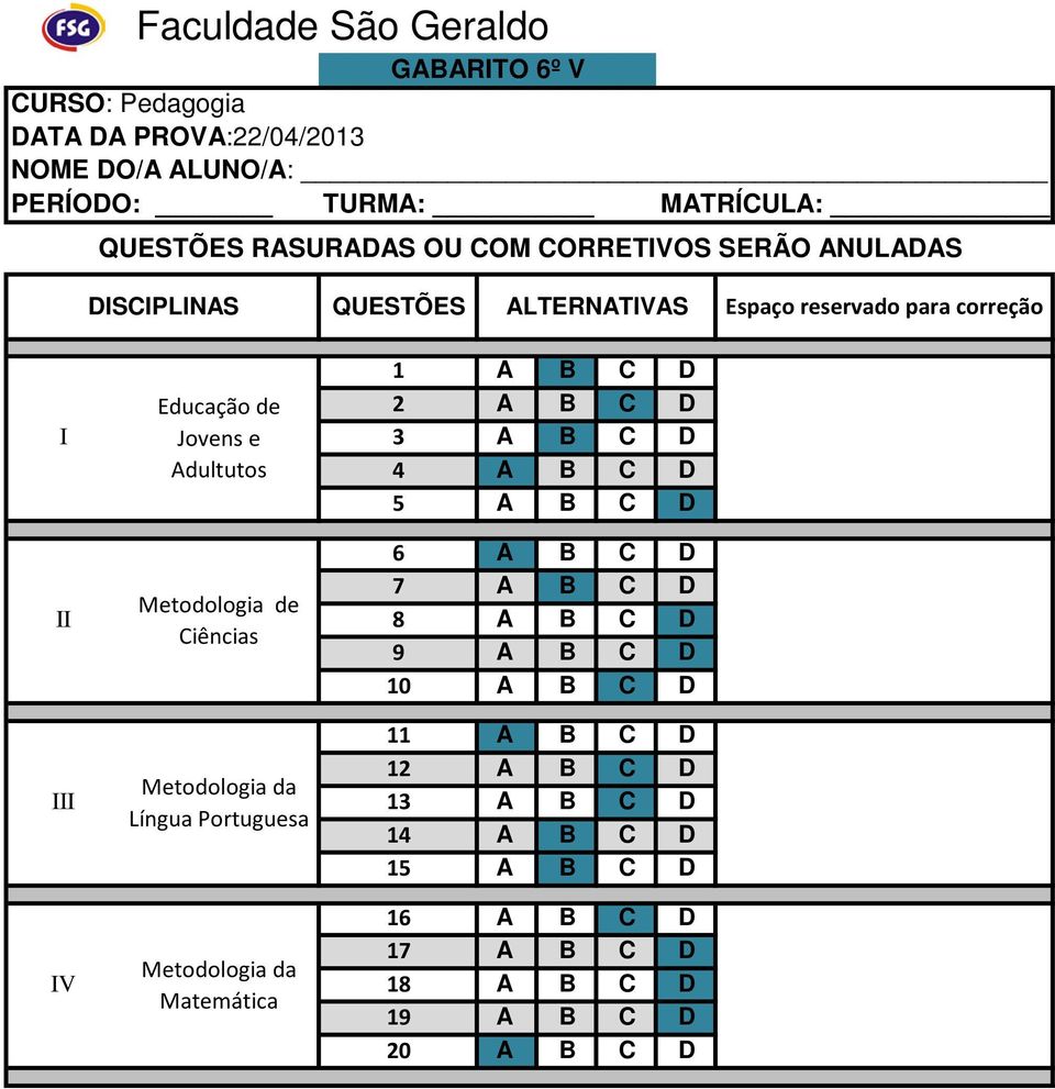 Adultutos Metodologia de II 8 A B C D Ciências Metodologia da