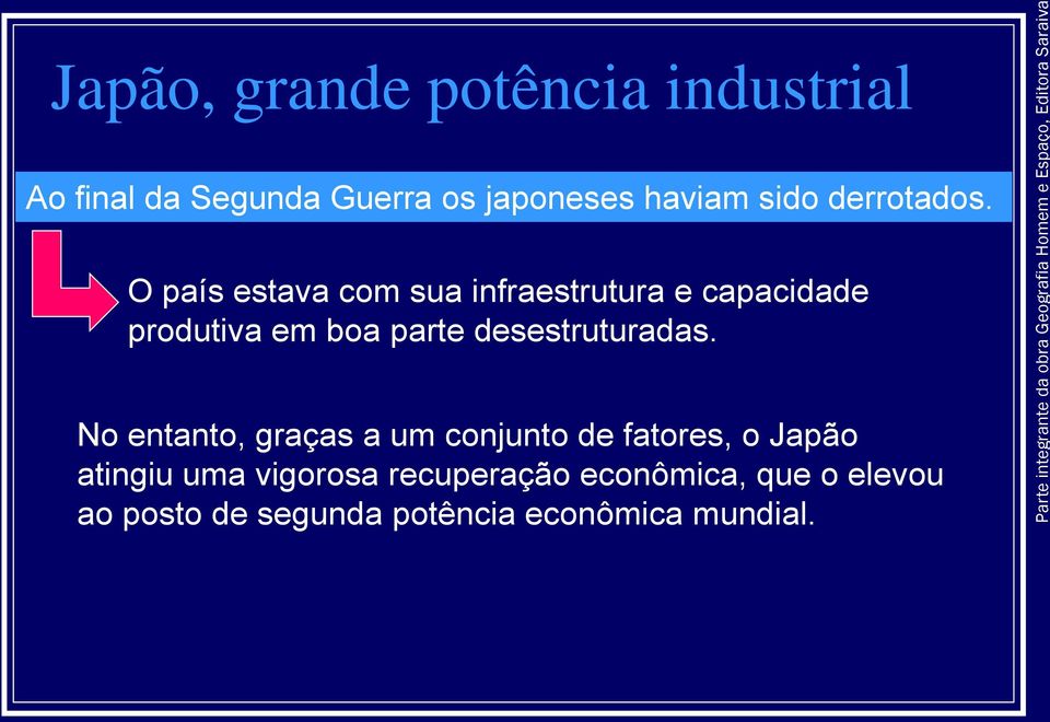 O país estava com sua infraestrutura e capacidade produtiva em boa parte