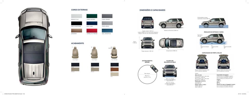 660 mm Geometria off-road ÂNGULOS DE ENTRADA E SAÍDA ACABAMENTO Altura 1.740 mm A B C S SE HSE PREMIUM A Ângulo de ataque 31º B Ângulo central 23º C Ângulo de saída 34º Tração dianteira 1.