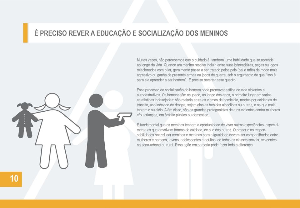 armas ou jogos de guerra, sob o argumento de que isso é para ele aprender a ser homem. É preciso reverter esse quadro.