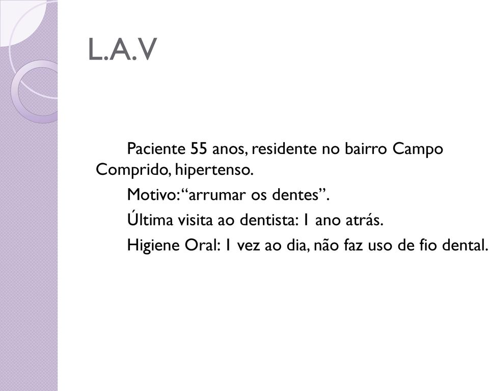 Motivo: arrumar os dentes.