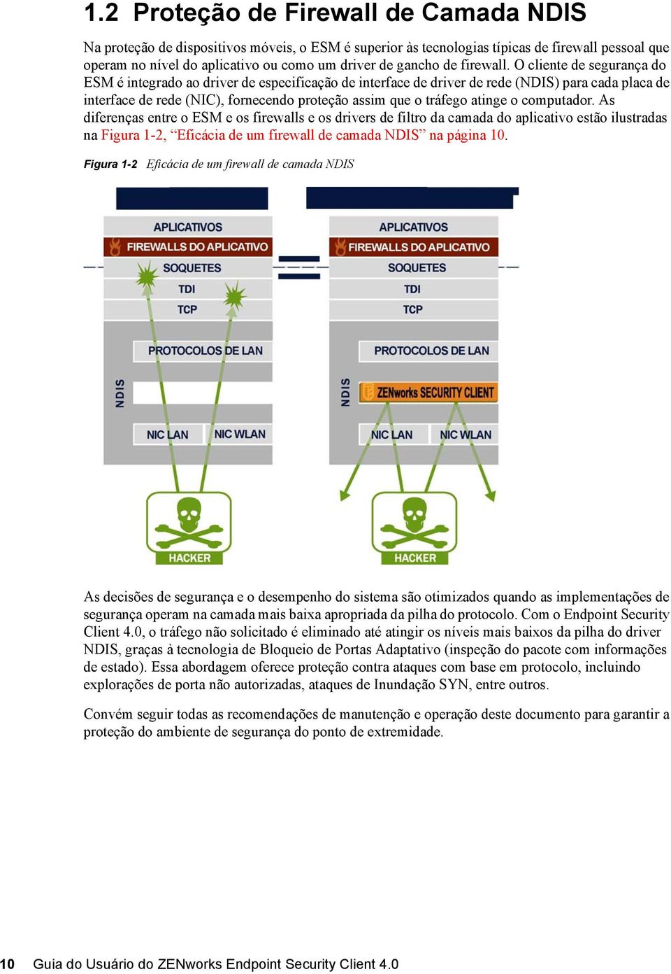 O cliente de segurança do ESM é integrado ao driver de especificação de interface de driver de rede (NDIS) para cada placa de interface de rede (NIC), fornecendo proteção assim que o tráfego atinge o