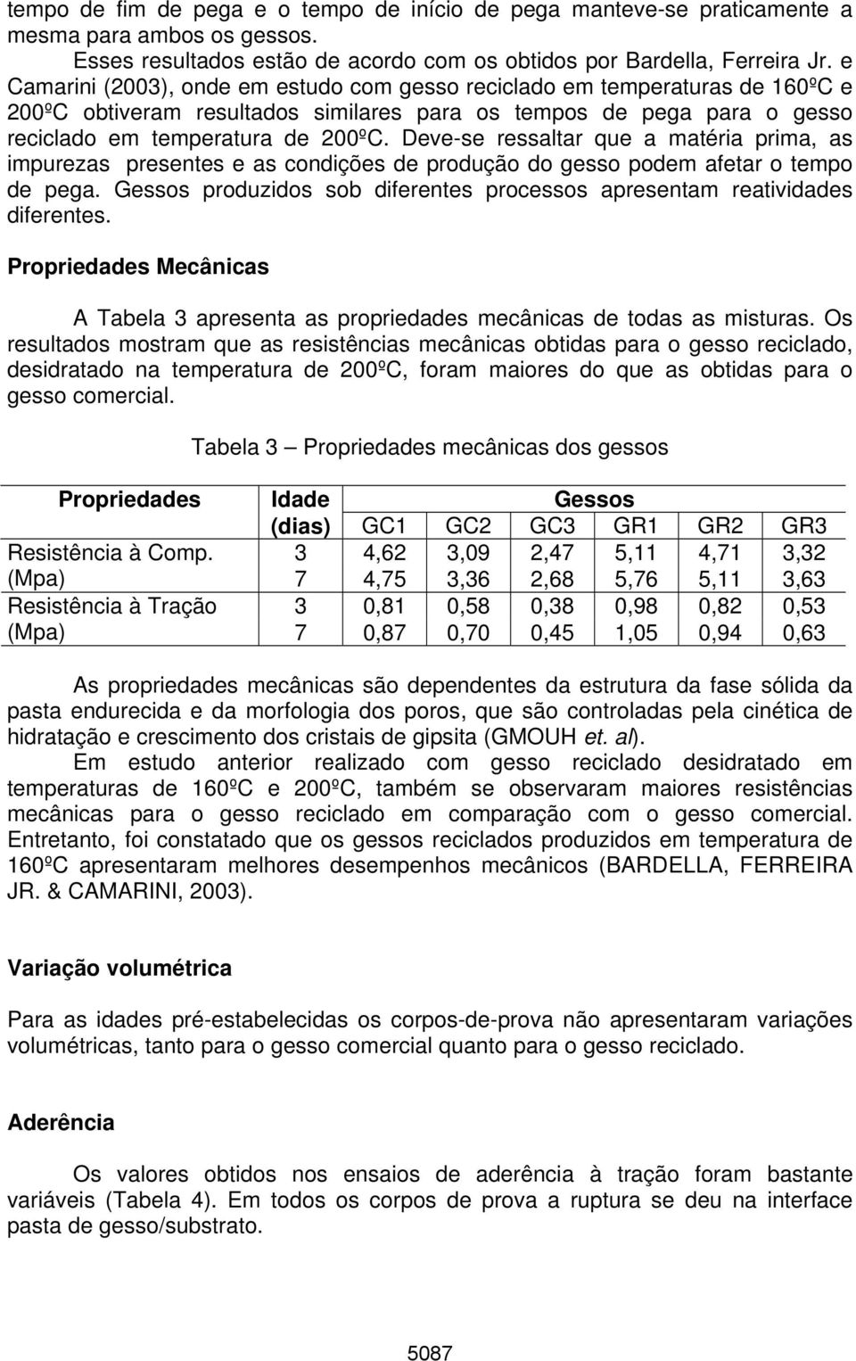 Deve-se ressaltar que a matéria prima, as impurezas presentes e as condições de produção do gesso podem afetar o tempo de pega.