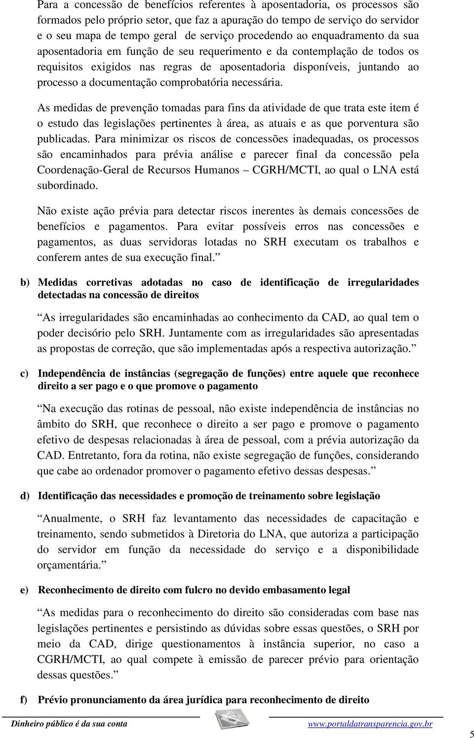 documentação comprobatória necessária.