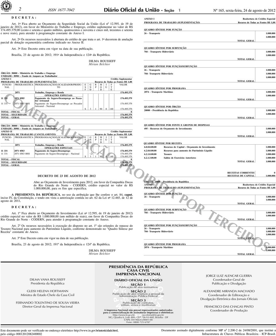 379,00 (cento e setenta e quatro milhões, quatrocentos e noventa e cinco mil, trezentos e setenta e nove reais), para atender à programação constante do Anexo I. Art.