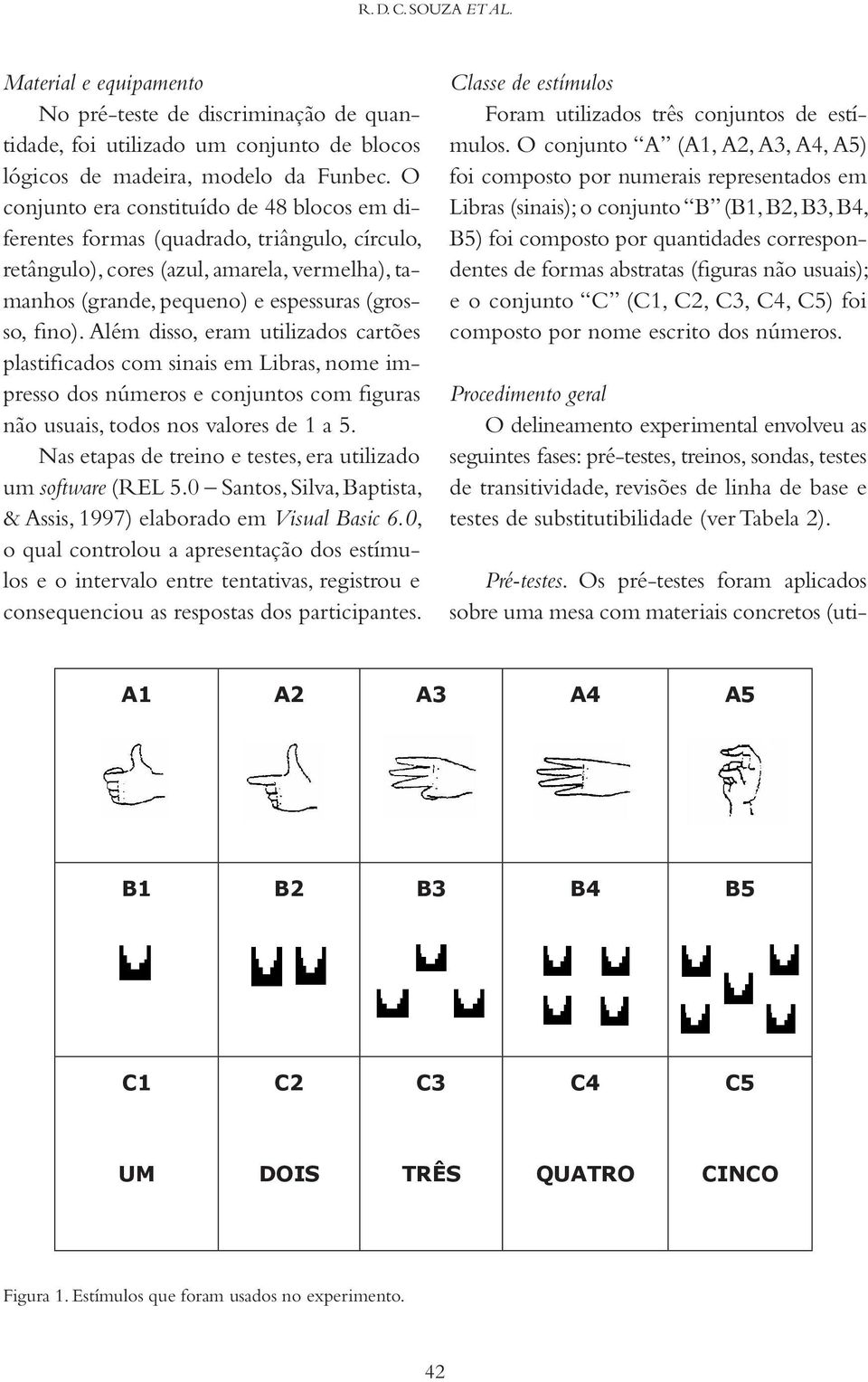 Além disso, eram utilizados cartões plastificados com sinais em Libras, nome impresso dos números e conjuntos com figuras não usuais, todos nos valores de 1 a 5.