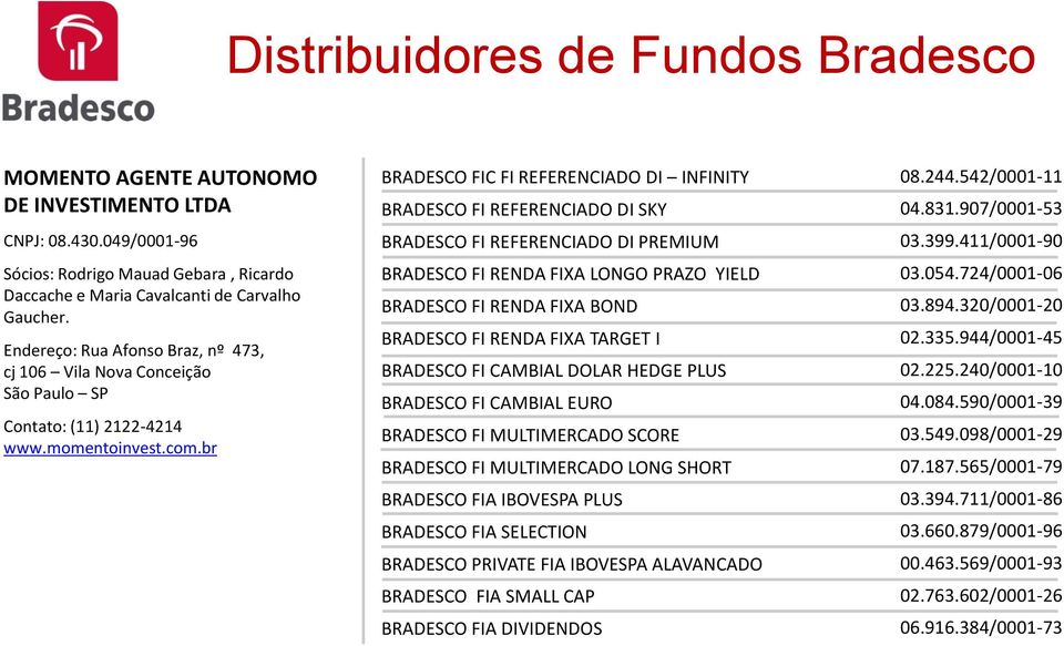 br BRADESCO FIC FI REFERENCIADO DI INFINITY BRADESCO FI REFERENCIADO DI SKY BRADESCO FI REFERENCIADO DI PREMIUM BRADESCO FI RENDA FIXA LONGO PRAZO YIELD BRADESCO FI RENDA FIXA BOND BRADESCO FI