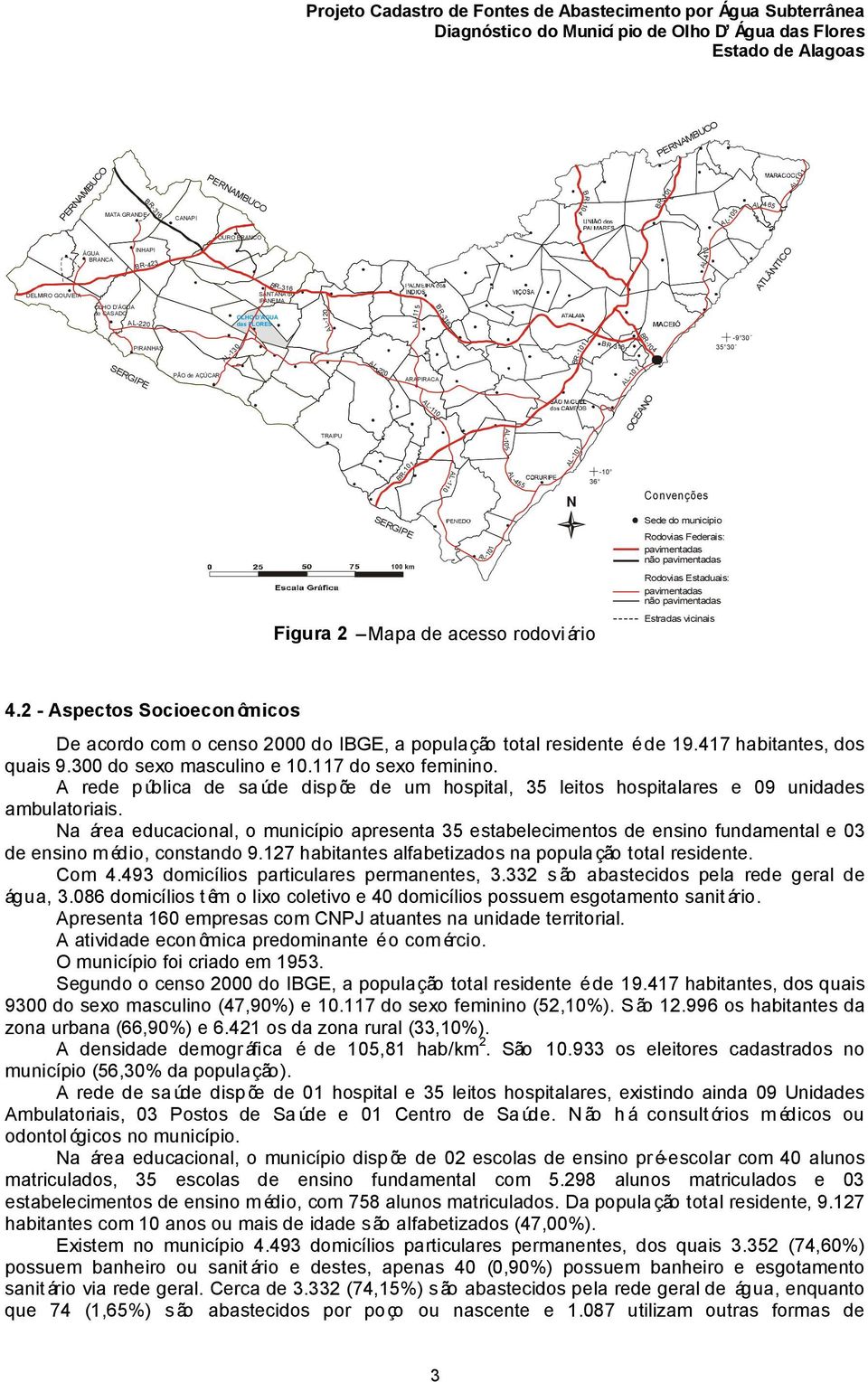 município Rodovias Federais: pavimentadas não pavimentadas 100 km Rodovias Estaduais: pavimentadas não pavimentadas Figura 2 Mapa de acesso rodoviário AL-101 AL-10 5 AL-455 BR-101 BR-316 AL-101AL-101