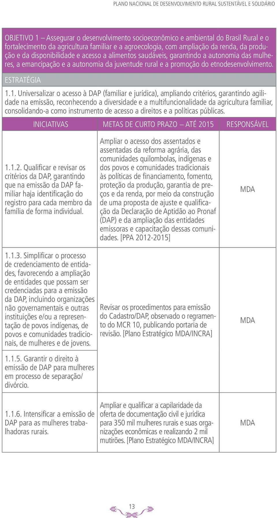 1. Universalizar o acesso à DAP (familiar e jurídica), ampliando critérios, garantindo agilidade na emissão, reconhecendo a diversidade e a multifuncionalidade da agricultura familiar, consolidando-a