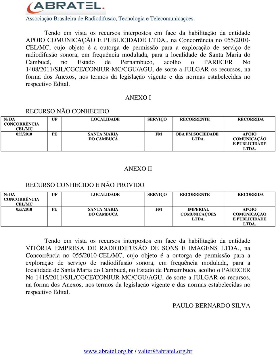 JULGAR os recursos, na forma dos Anexos, nos termos da legislação vigente e das normas estabelecidas no respectivo Edital.