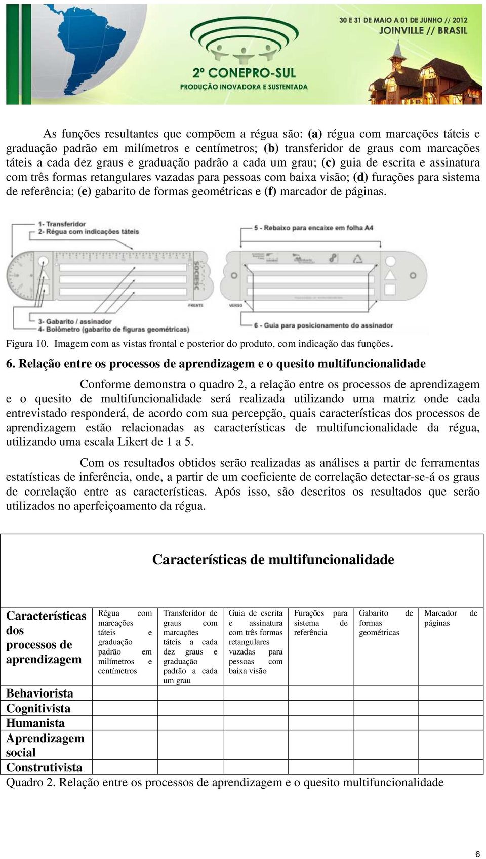 geométricas e (f) marcador de páginas. Figura 10. Imagem com as vistas frontal e posterior do produto, com indicação das funções. 6.