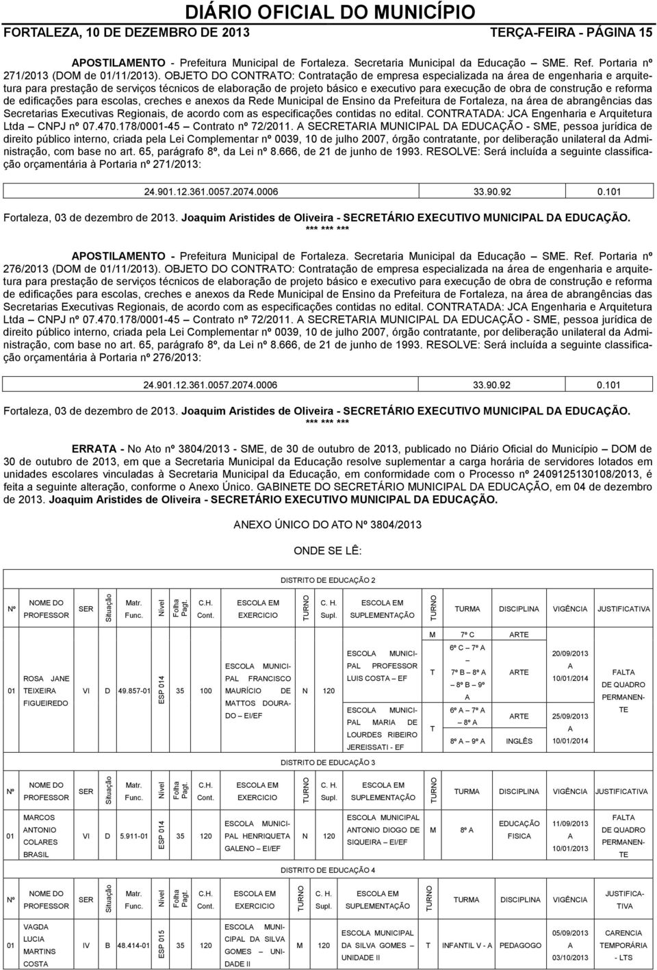 construção e reforma de edificações para escolas, creches e anexos da Rede Municipal de Ensino da Prefeitura de Fortaleza, na área de abrangências das Secretarias Executivas Regionais, de acordo com