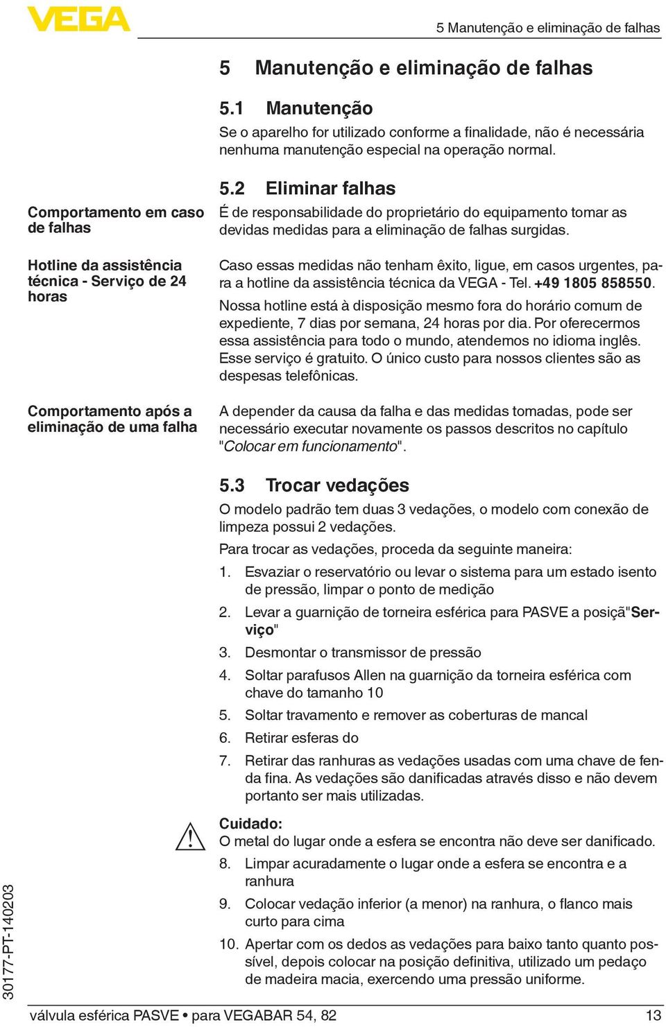 Comportamento em caso de falhas Hotline da assistência técnica - Serviço de 24 horas Comportamento após a eliminação de uma falha 5.