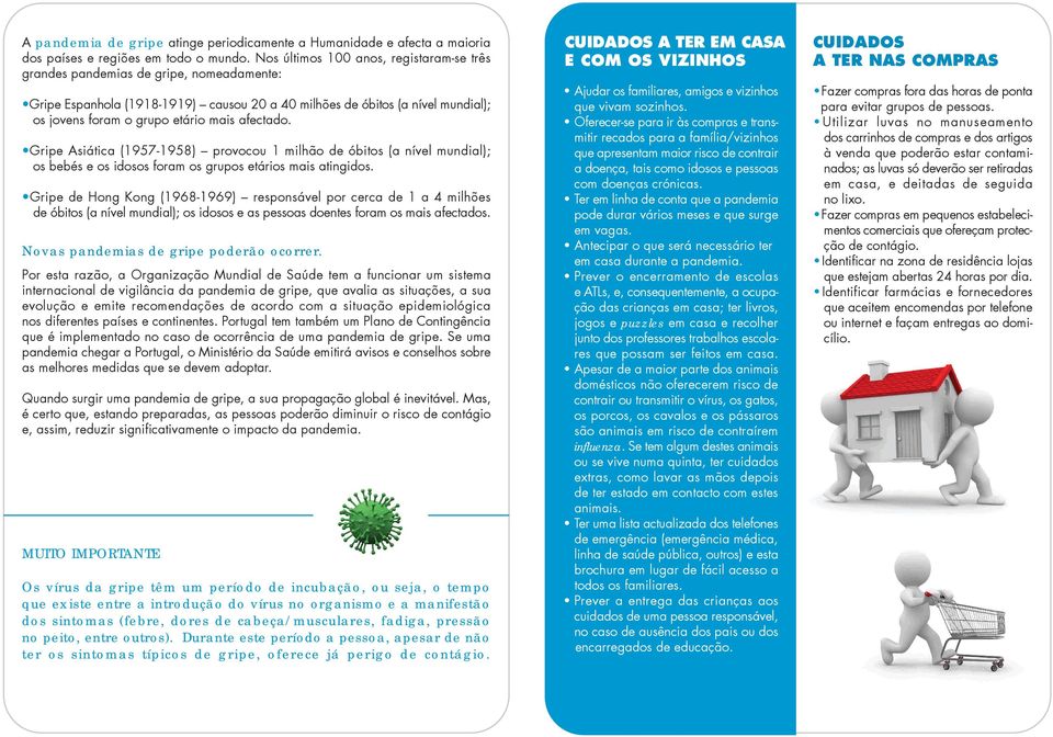 afectado. Gripe Asiática (1957-1958) provocou 1 milhão de óbitos (a nível mundial); os bebés e os idosos foram os grupos etários mais atingidos.