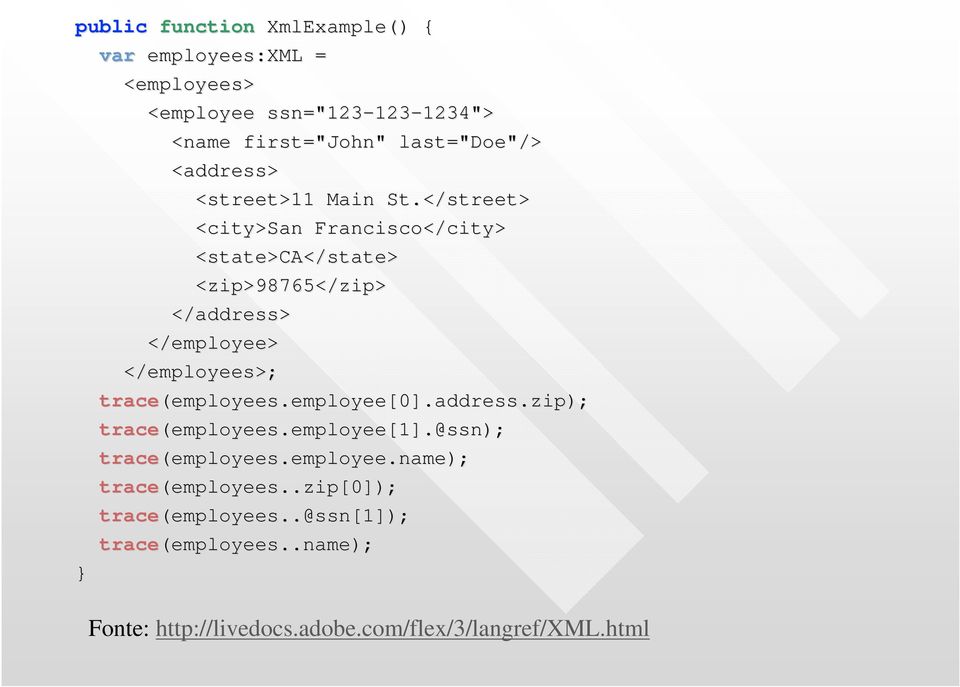 </street> <city>san Francisco</city> <state>ca</state> <zip>98765</ >98765</zip> </address address> </employee employee> </employees employees>;