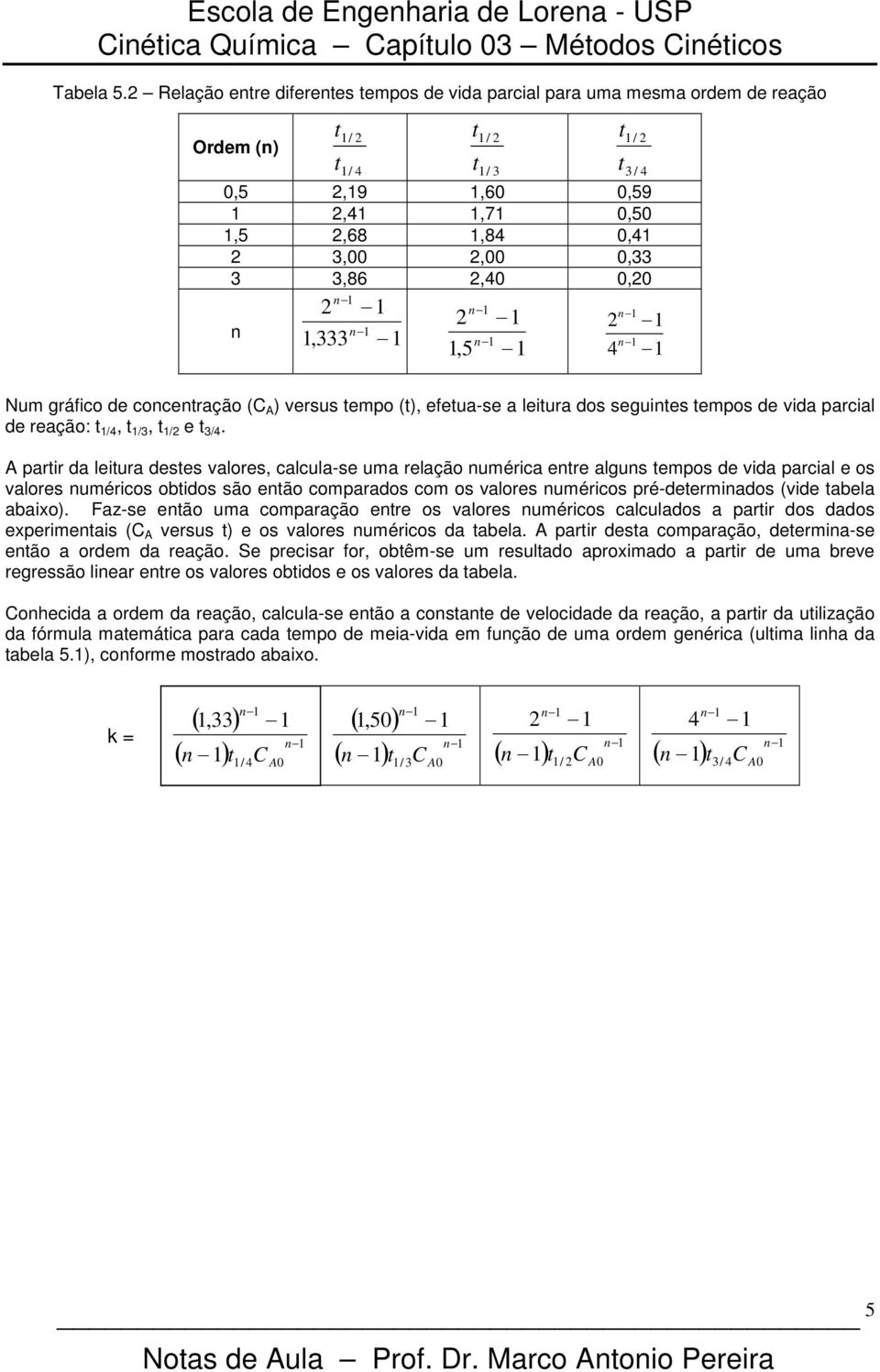 efeua-se a leiura dos seguies emos de vida arcial de reação: /, /3, / e 3/.