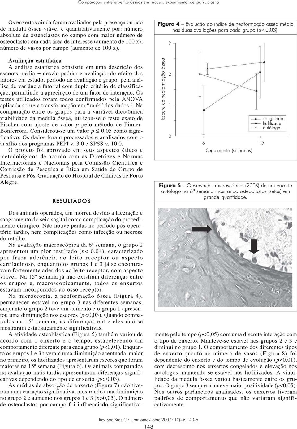 Avaliação estatística A análise estatística consistiu em uma descrição dos escores média ± desvio-padrão e avaliação do efeito dos fatores em estudo, período de avaliação e grupo, pela análise de