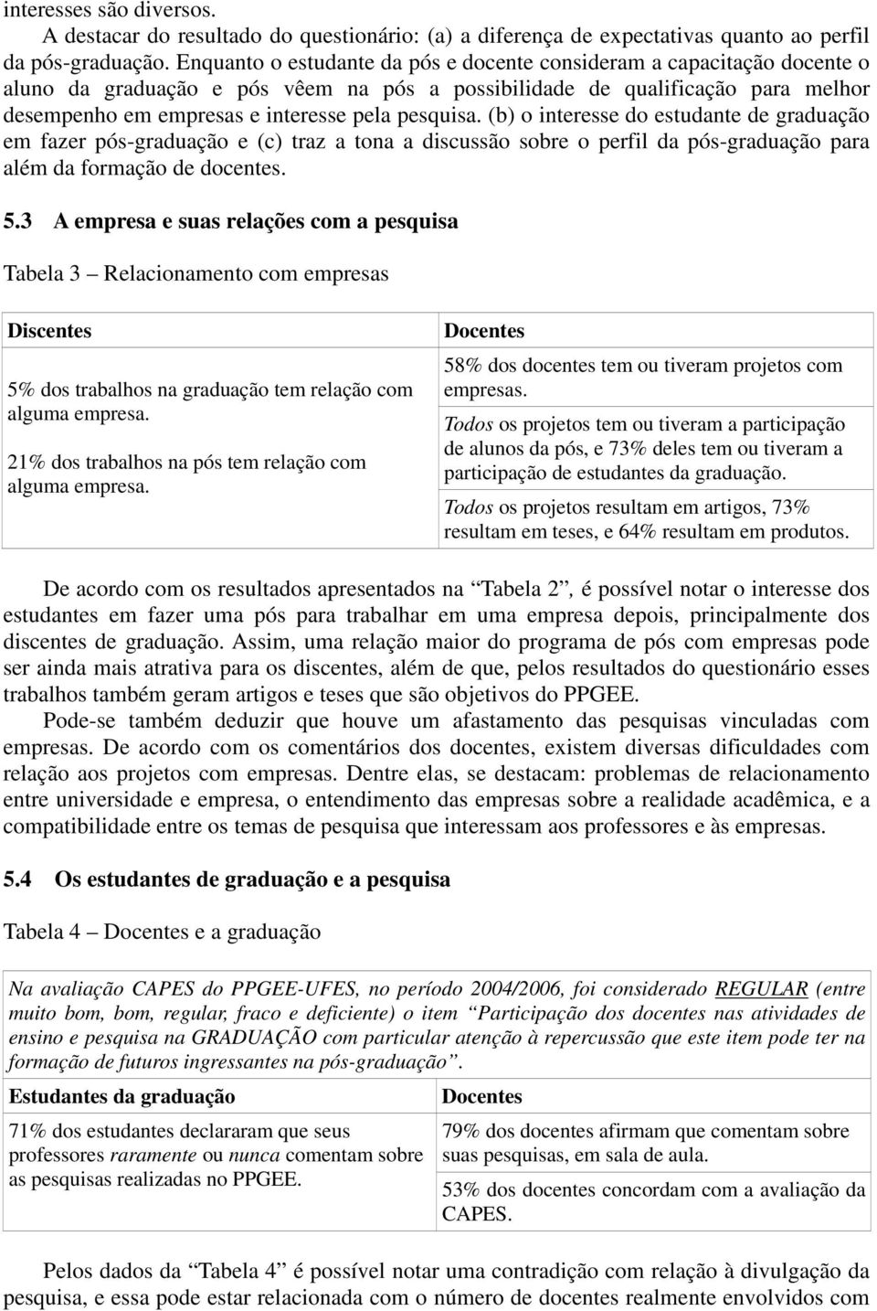 pesquisa. (b) o interesse do estudante de graduação em fazer pós-graduação e (c) traz a tona a discussão sobre o perfil da pós-graduação para além da formação de docentes. 5.