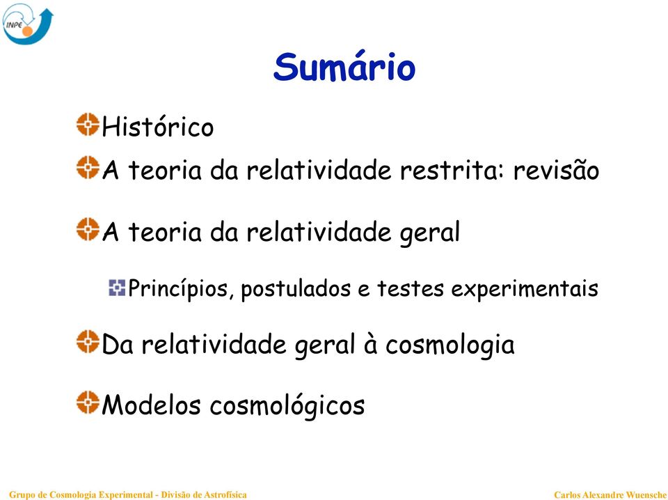 Princípios, postulados e testes experimentais Da