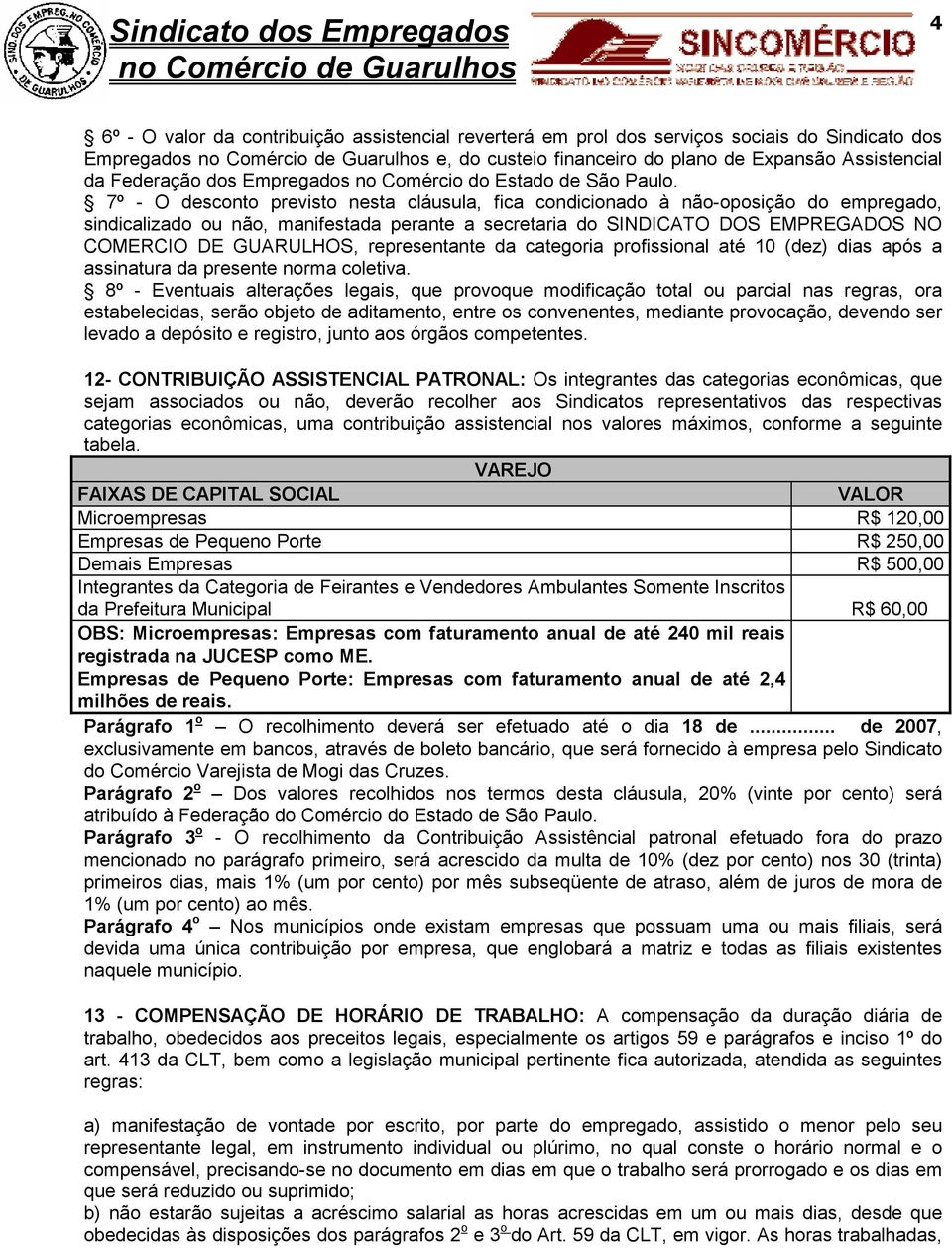 7º - O desconto previsto nesta cláusula, fica condicionado à não-oposição do empregado, sindicalizado ou não, manifestada perante a secretaria do SINDICATO DOS EMPREGADOS NO COMERCIO DE GUARULHOS,