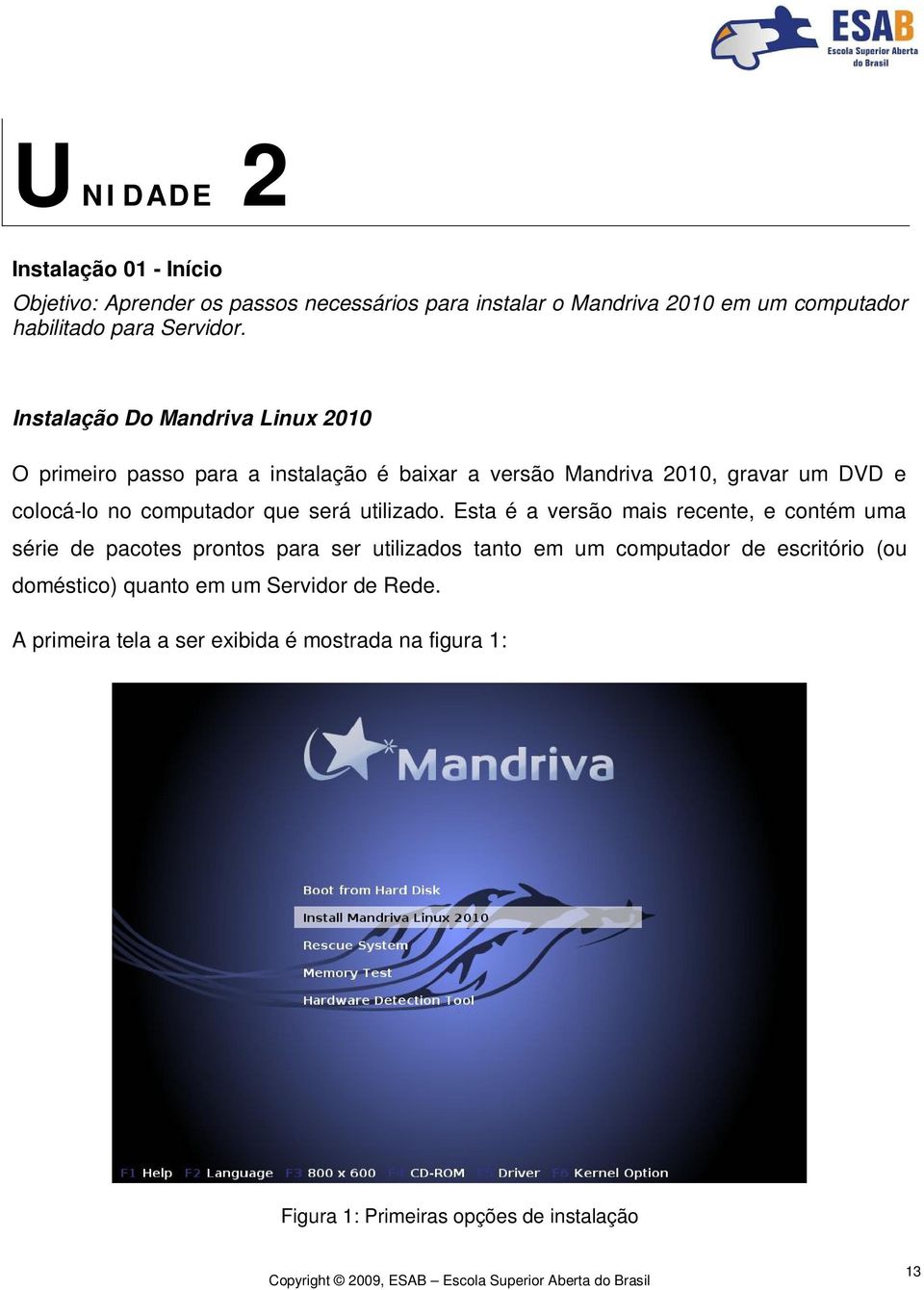 Instalação Do Mandriva Linux 2010 O primeiro passo para a instalação é baixar a versão Mandriva 2010, gravar um DVD e colocá-lo no computador