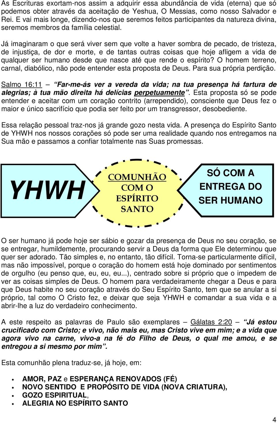 Já imaginaram o que será viver sem que volte a haver sombra de pecado, de tristeza, de injustiça, de dor e morte, e de tantas outras coisas que hoje afligem a vida de qualquer ser humano desde que