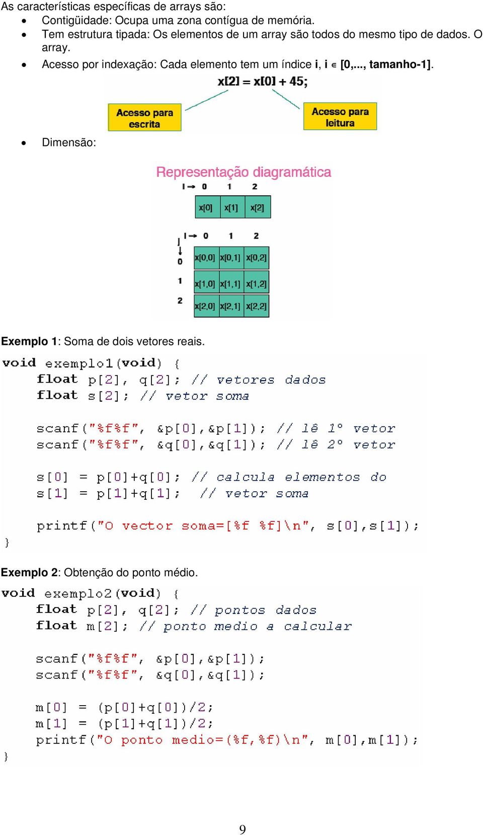 Tem estrutura tipada: Os elementos de um array são todos do mesmo tipo de dados.