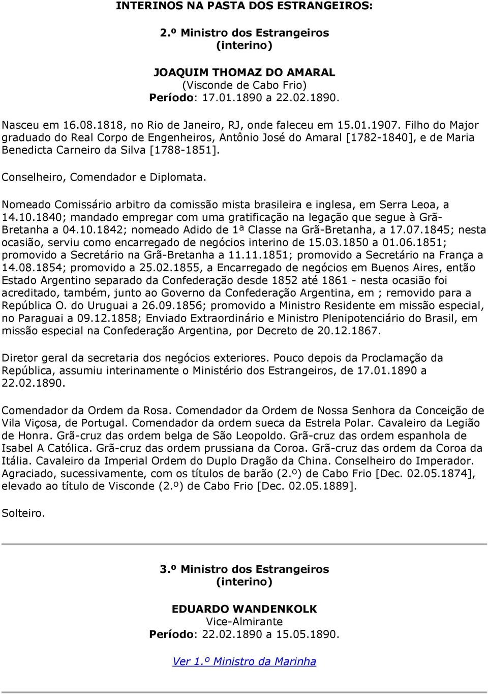 Conselheiro, Comendador e Diplomata. Nomeado Comissário arbitro da comissão mista brasileira e inglesa, em Serra Leoa, a 14.10.