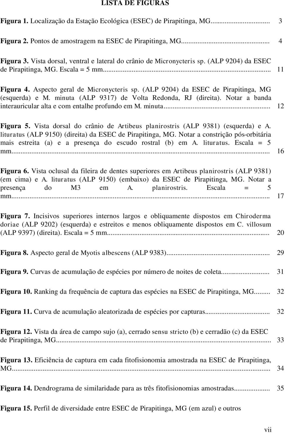 (ALP 9204) da ESEC de Pirapitinga, MG (esquerda) e M. minuta (ALP 9317) de Volta Redonda, RJ (direita). Notar a banda interauricular alta e com entalhe profundo em M. minuta... 12 Figura 5.