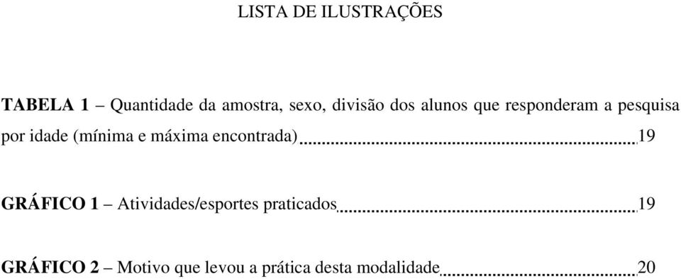 (mínima e máxima encontrada) 19 GRÁFICO 1 Atividades/esportes