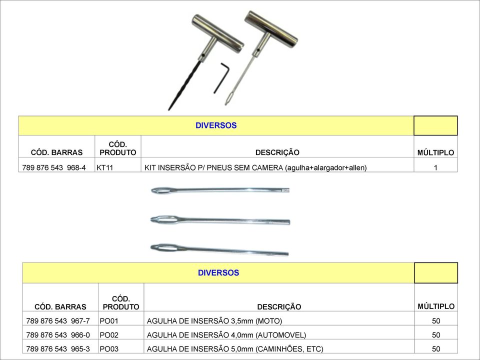 INSERSÃO 3,5mm (MOTO) 50 789 876 543 966-0 PO02 AGULHA DE INSERSÃO 4,0mm