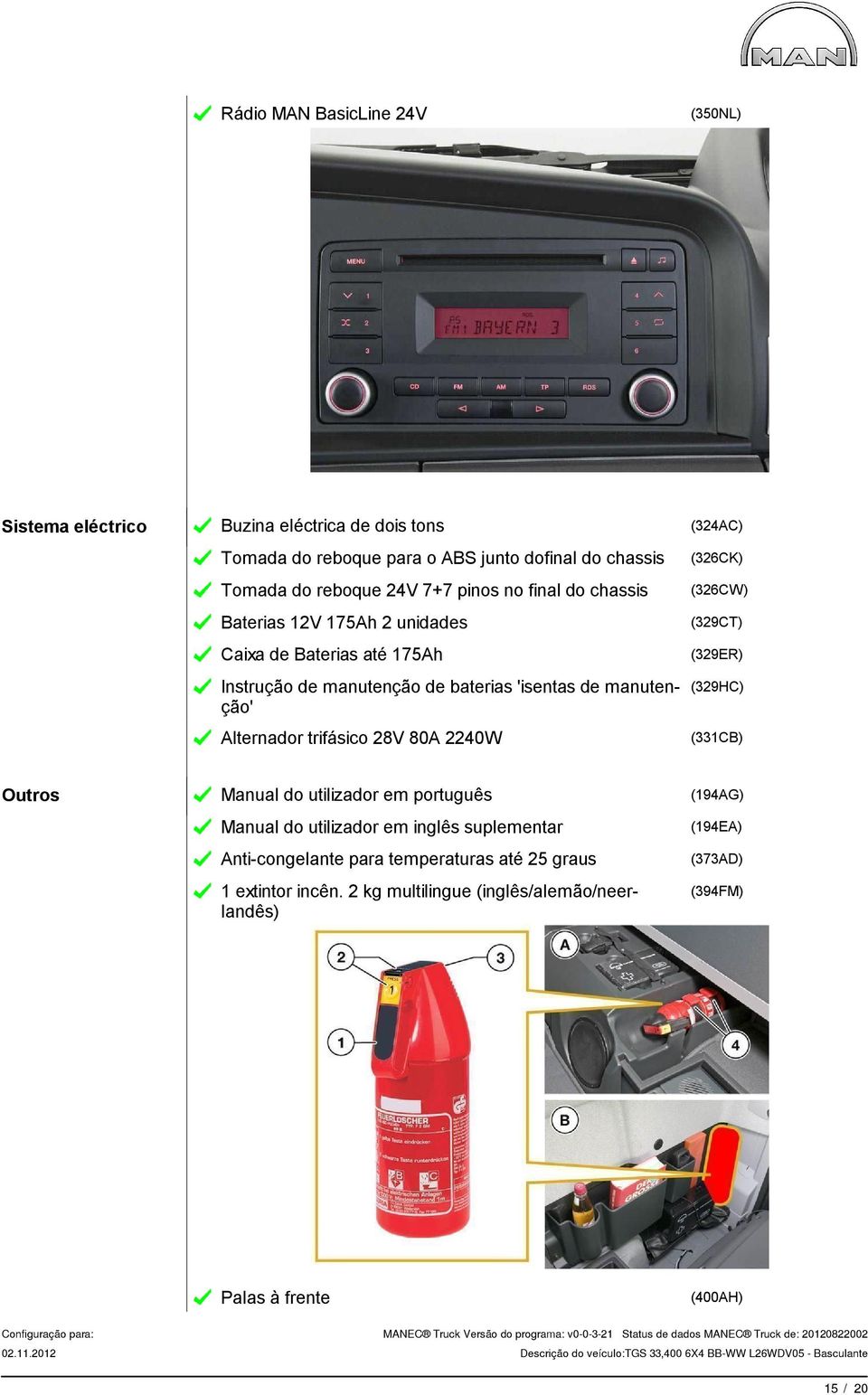 trifásico 28V 80A 2240W (326CK) (326CW) (329CT) (329ER) (329HC) (331CB) Outros Manual do utilizador em português (194AG) Manual do utilizador em inglês