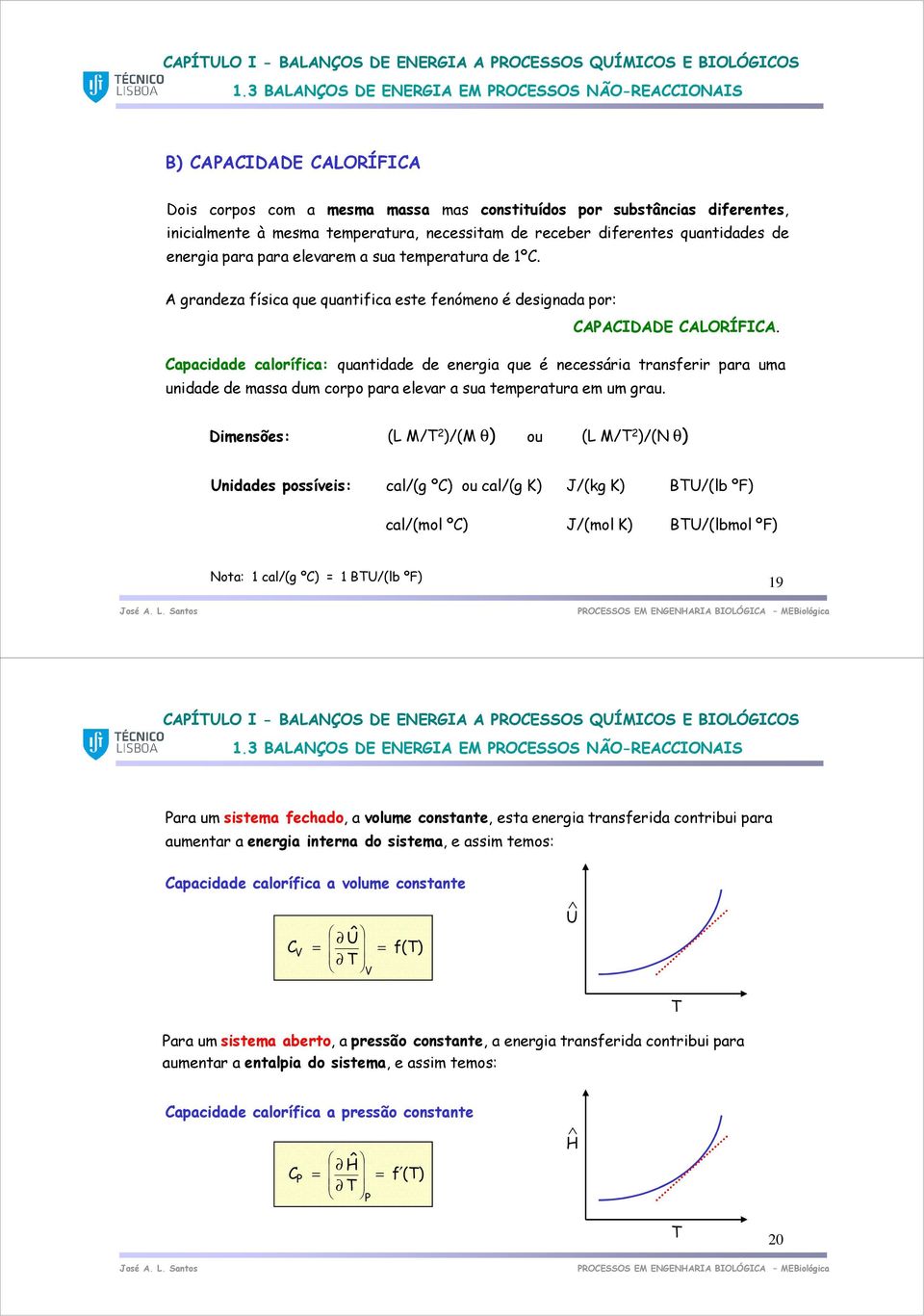 apacidade calorífica: quantidade de energia que é necessária transferir para uma unidade de massa dum corpo para elevar a sua temperatura em um grau.