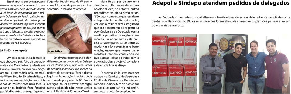 que o juiz possa apreciar o requerimento da ofendida, Maria da Penha - trecho da carta de apoio anexada ao relatório do PL 6433/2013.