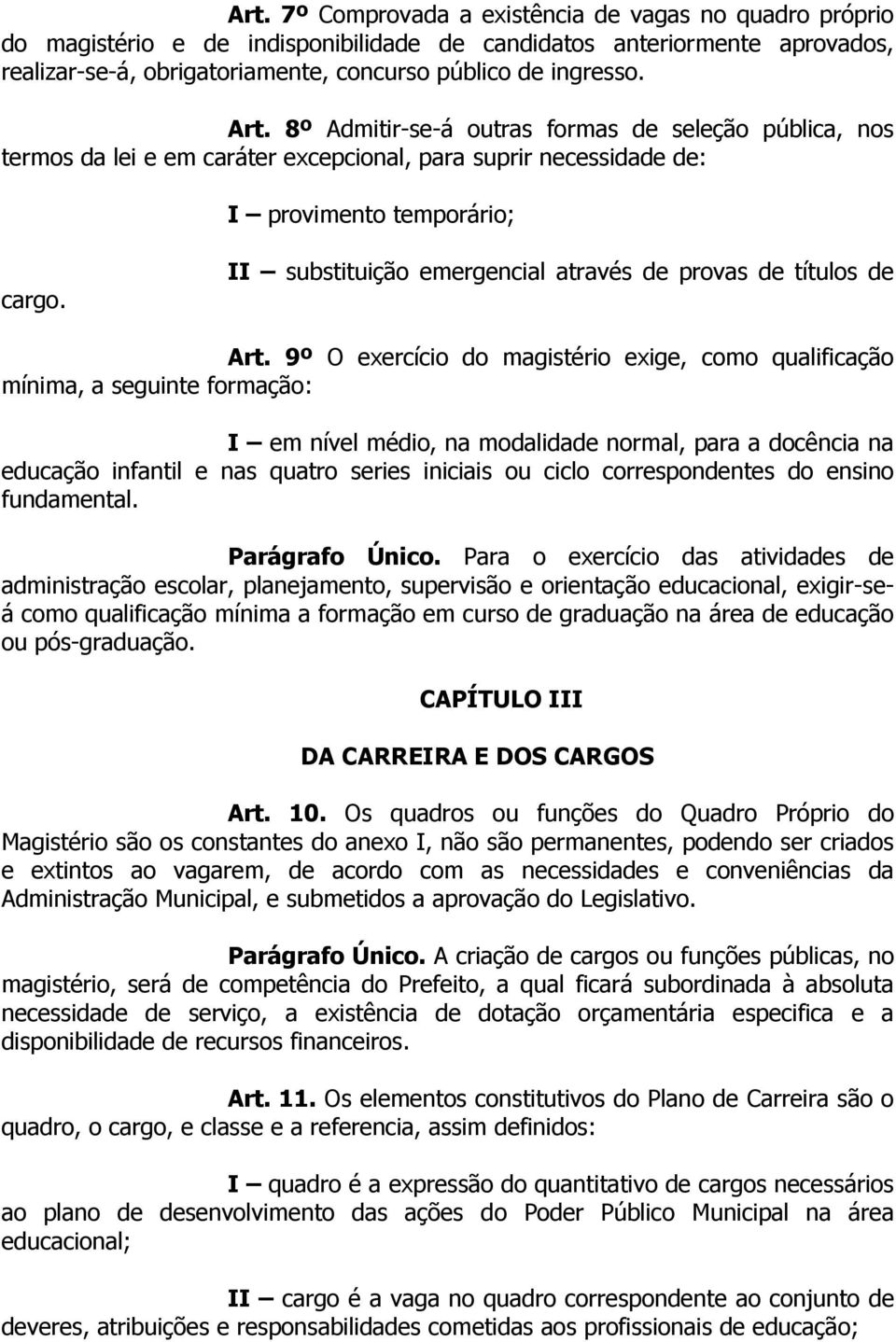 II substituição emergencial através de provas de títulos de Art.