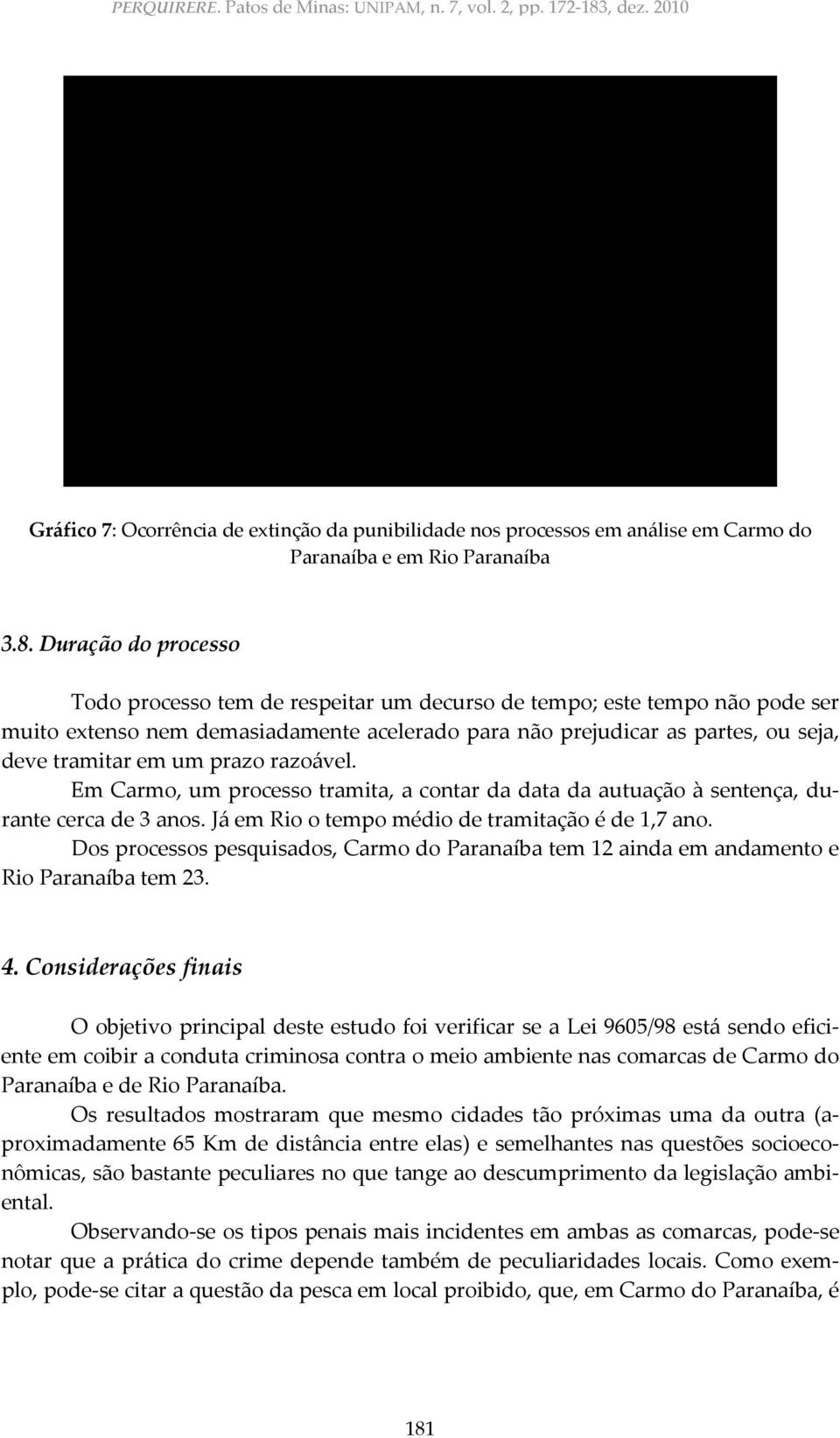 e p a d to n e u c im ré o le d a F Carm o Gráfico 7: Ocorrência de extinção da punibilidade nos processos em análise em Carmo do Paranaíba e em Rio Paranaíba 3.8.