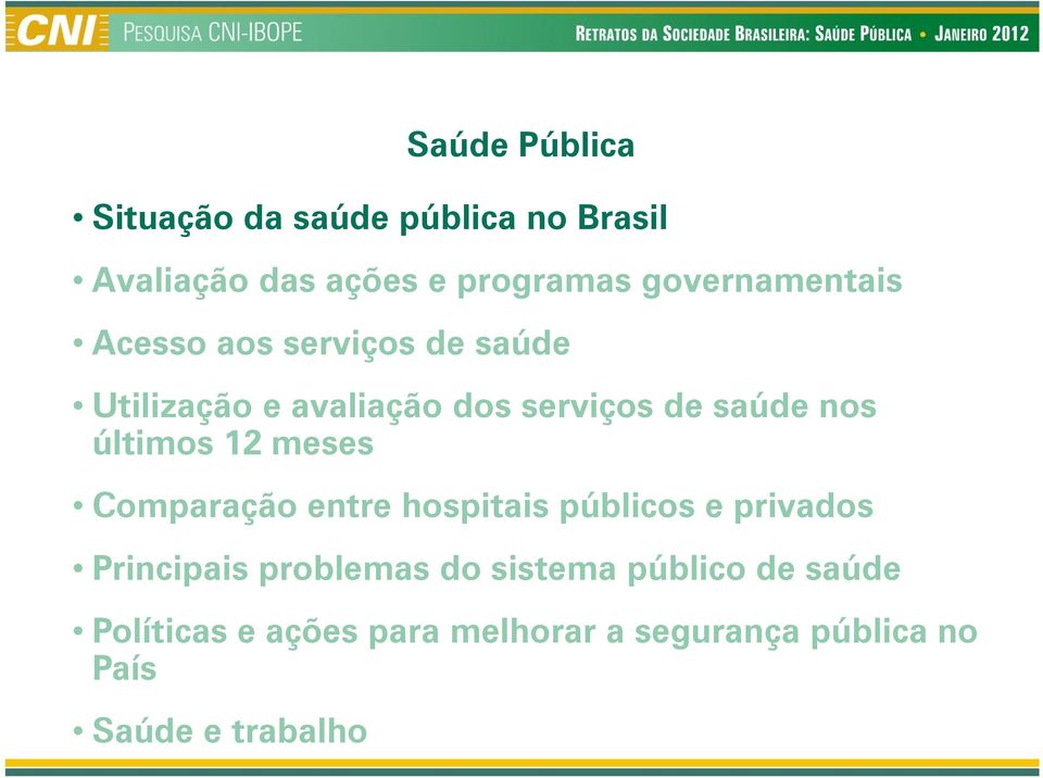 nos últimos 12 meses Comparação entre hospitais públicos e privados Principais problemas