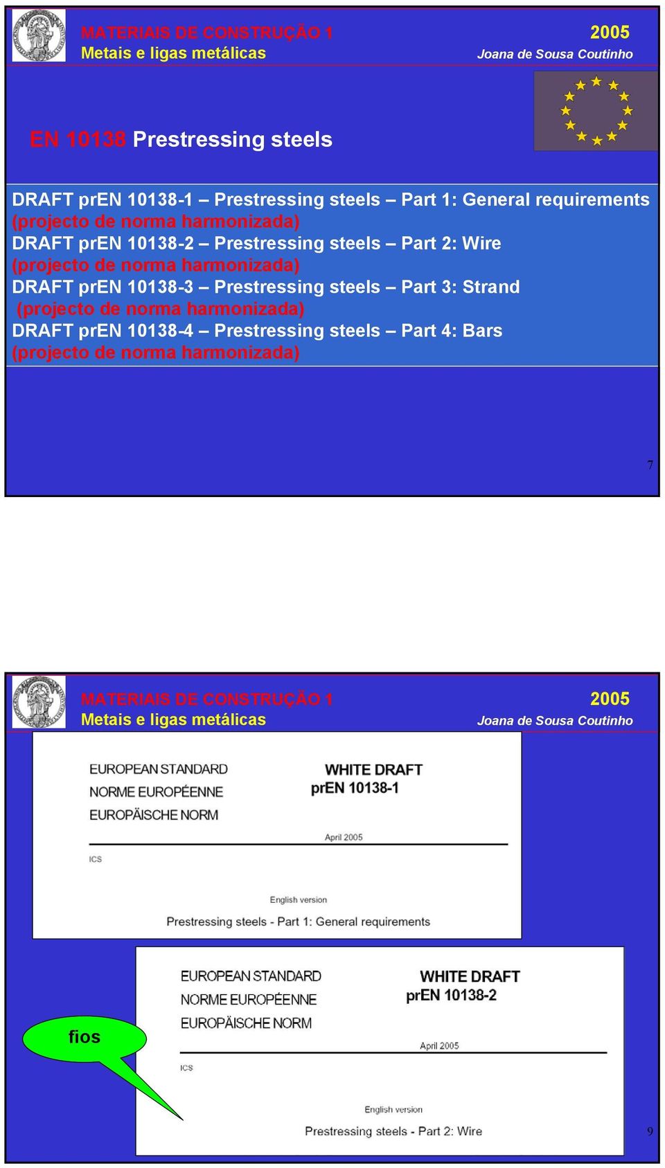 Prestressing steels Part 2: Wire DRAFT pren 10138-3 Prestressing