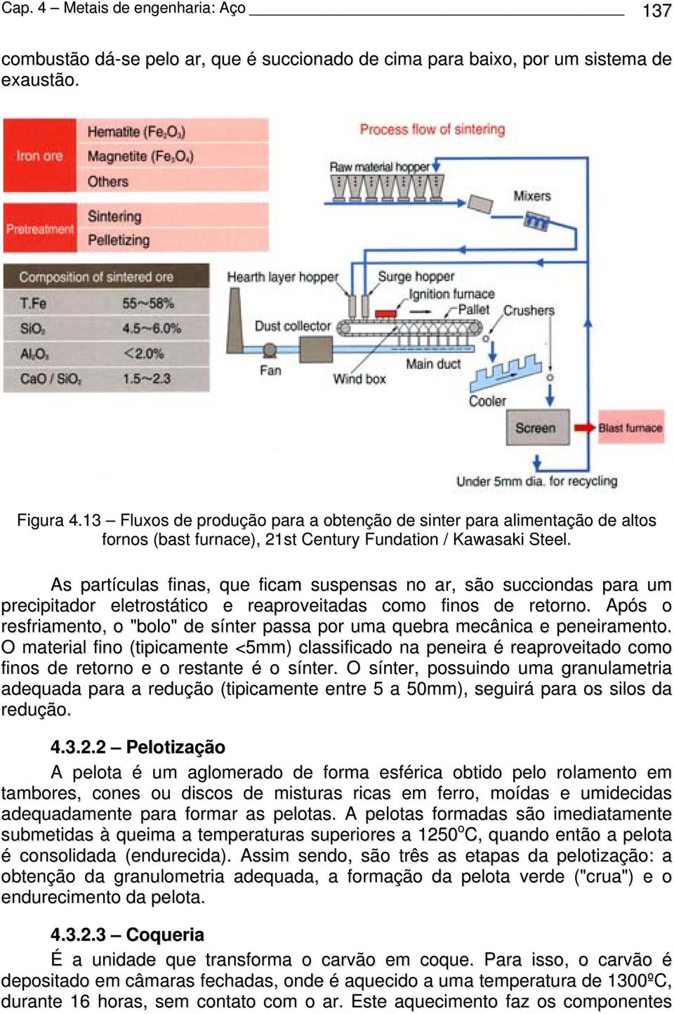 As partículas finas, que ficam suspensas no ar, são succiondas para um precipitador eletrostático e reaproveitadas como finos de retorno.