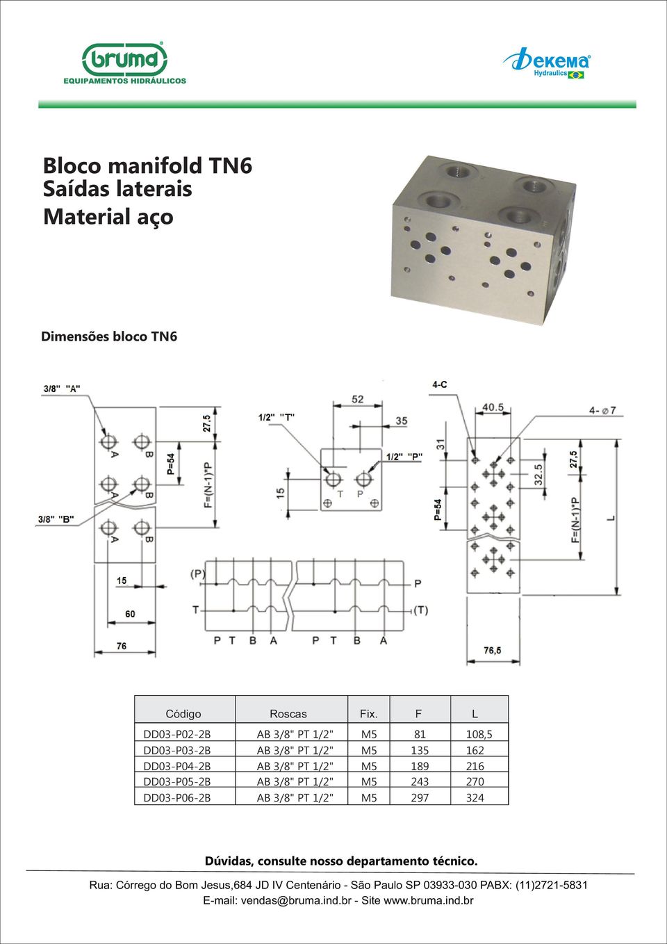 F L DD03-P02-2B AB 3/8" PT 1/2" M5 81 108,5 DD03-P03-2B AB 3/8" PT 1/2"