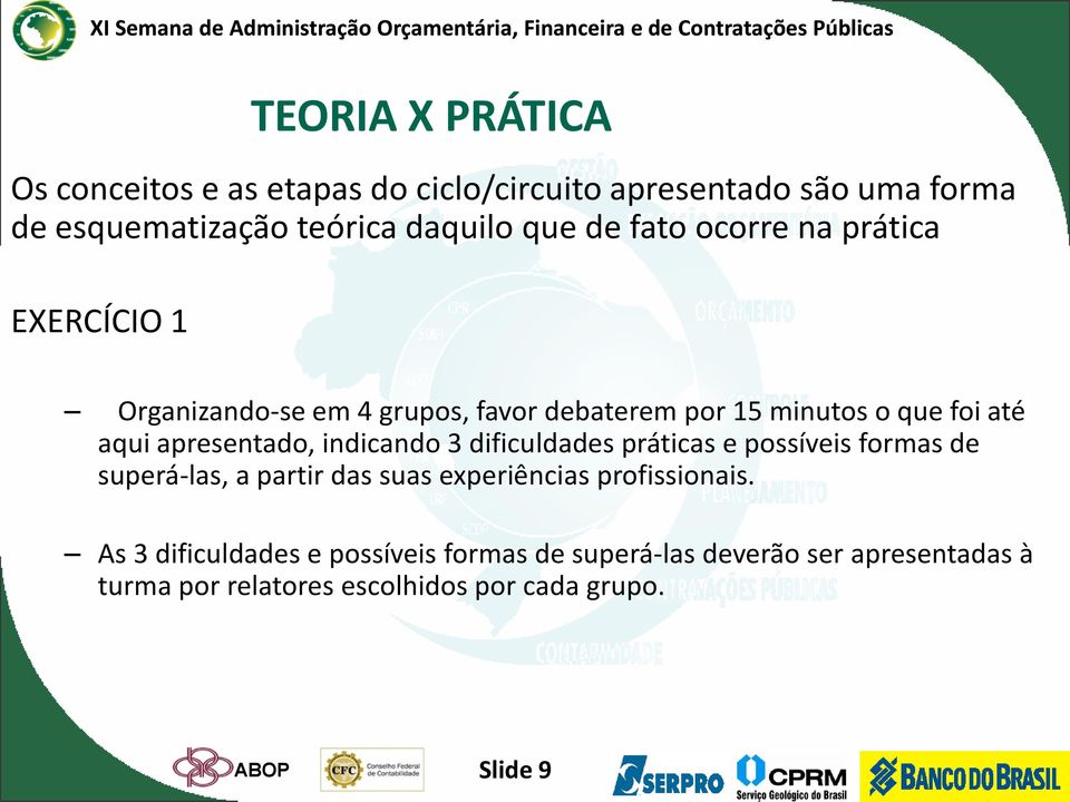 apresentado, indicando 3 dificuldades práticas e possíveis formas de superá-las, a partir das suas experiências profissionais.