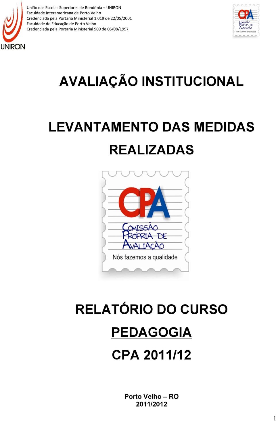 REALIZADAS RELATÓRIO DO CURSO