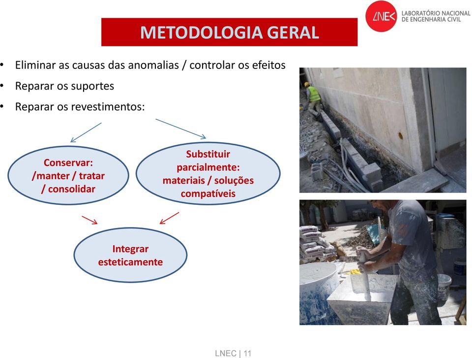 Conservar: /manter / tratar / consolidar Substituir