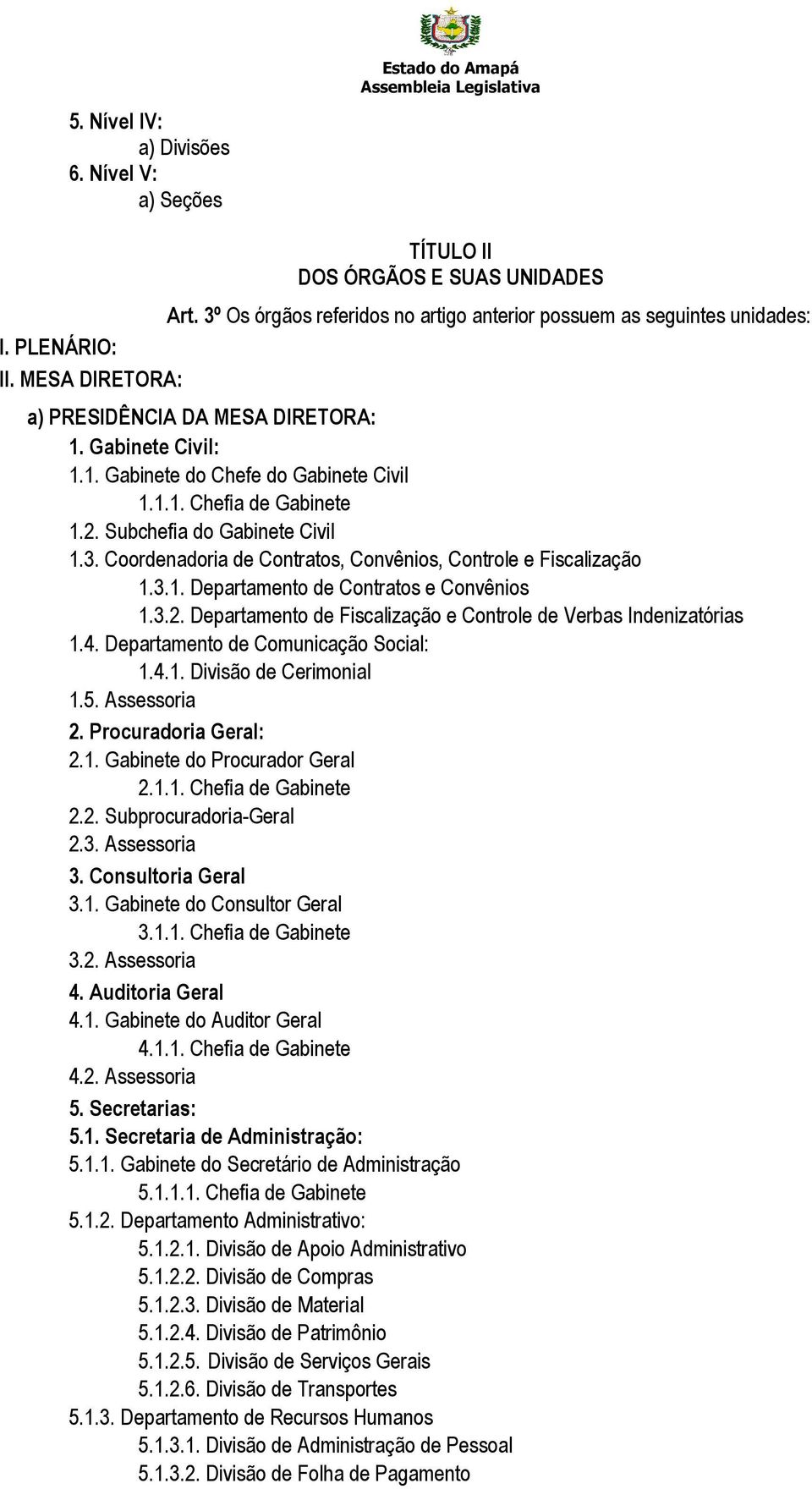 Coordenadoria de Contratos, Convênios, Controle e Fiscalização 1.3.1. Departamento de Contratos e Convênios 1.3.2. Departamento de Fiscalização e Controle de Verbas Indenizatórias 1.4.