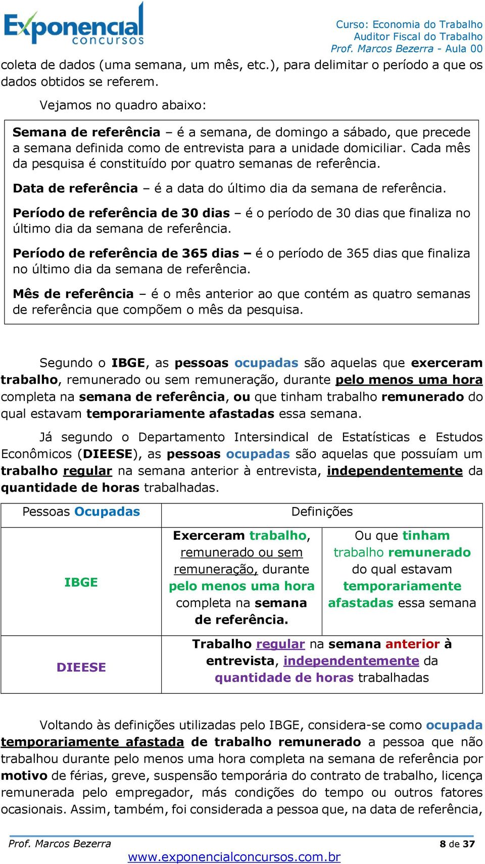 Cada mês da pesquisa é constituído por quatro semanas de referência. Data de referência é a data do último dia da semana de referência.