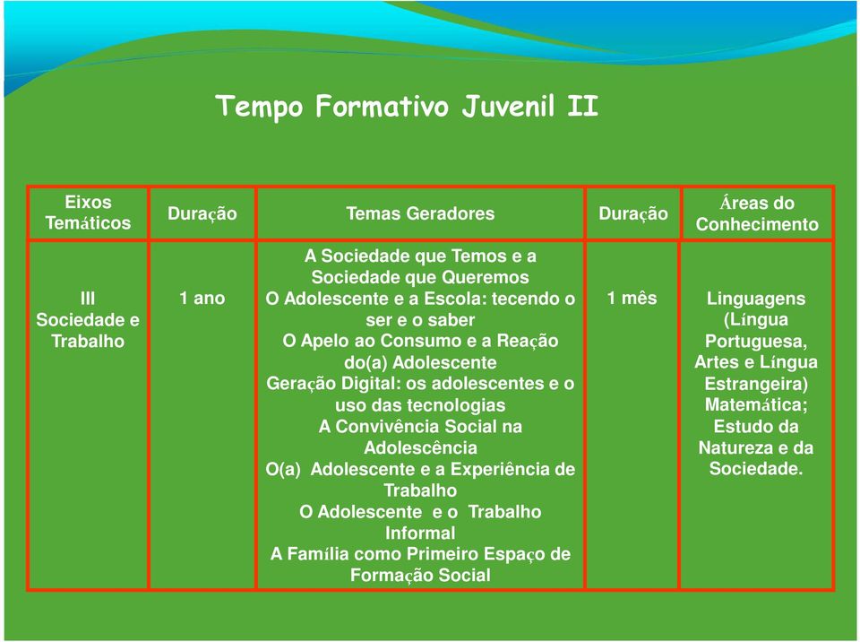 tecnologias A Convivência Social na Adolescência O(a) Adolescente e a Experiência de Trabalho O Adolescente e o Trabalho Informal A Família como