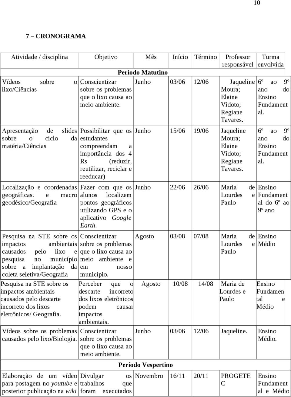 e macro geodésico/geografia Pesquisa na STE sobre os impactos ambientais causados pelo lixo e pesquisa no município sobre a implantação da coleta seletiva/geografia Pesquisa na STE sobre os impactos