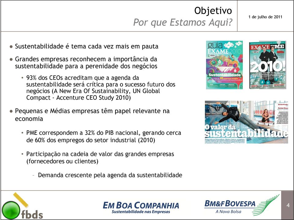 acreditam que a agenda da sustentabilidade será crítica para o sucesso futuro dos negócios (A New Era Of Sustainability, UN Global Compact - Accenture CEO Study